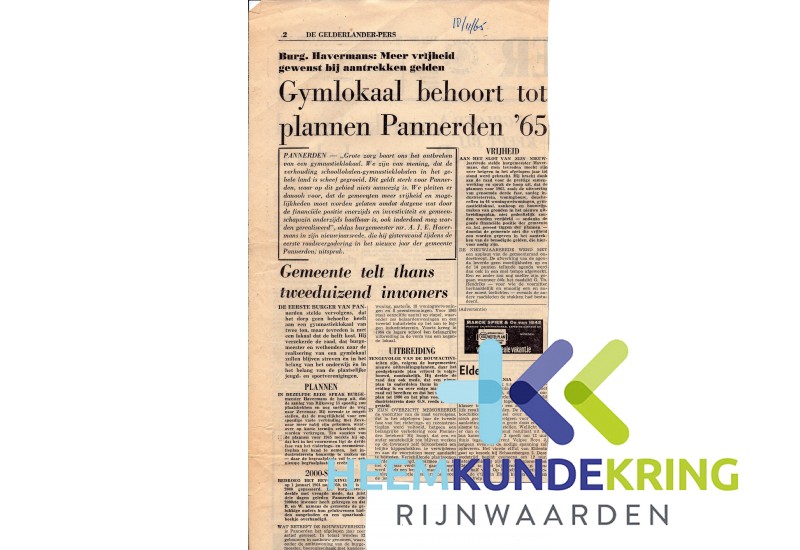 Pannerden gelderlander 18-11-1965 Gymlokaal.